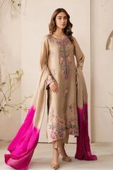 VINTAGE-3PC LAWN EMBROIDERED SHIRT WITH CHIFFON TYE&DYE DUPATTA AND TROUSER-NC-2668