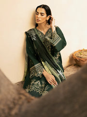 IZEL-3PC LAWN EMBROIDERED SHIRT WITH CHIFFOON PRINT DUPATTA AND EMB TROUSER-NC-2628